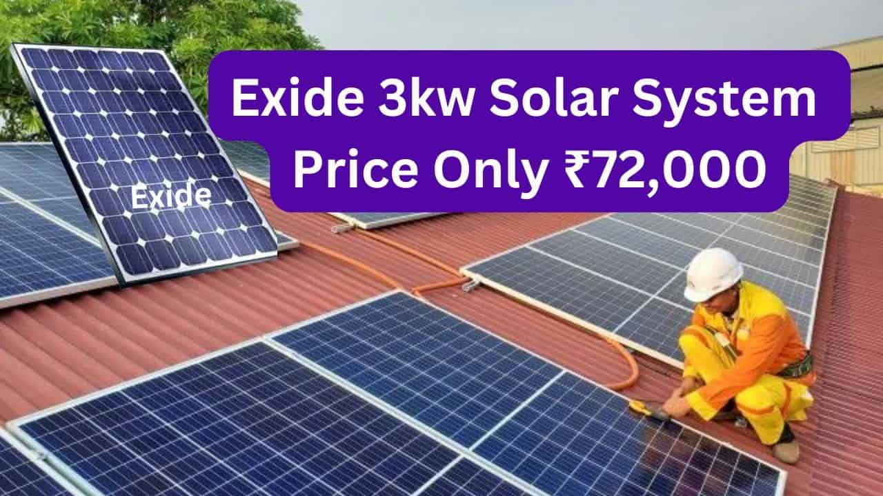 exide 3kw solar system with 78000 subsidy
