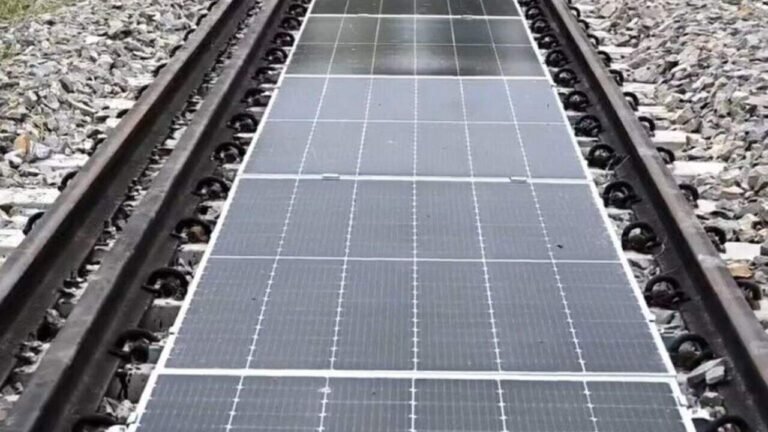 Solar panels on train tracks in India